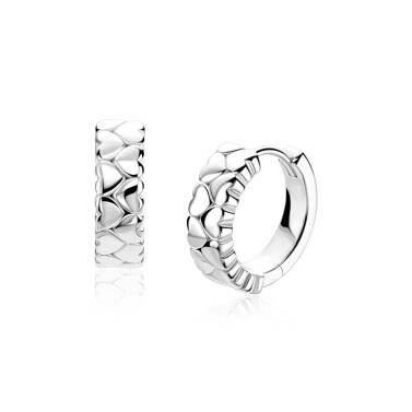 ZINZI zlv. oorringen dubbele rij hartjes