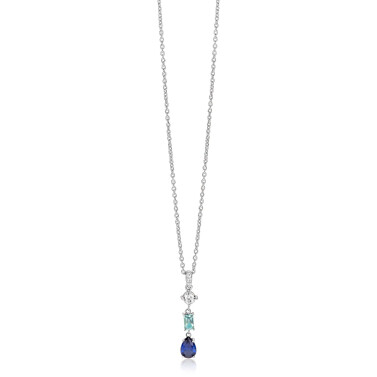ZINZI zlv. collier hanger blauw peer/lichtbl.rechth/zc