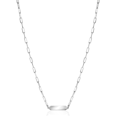 ZINZI Silberkette mit glänzender rechteckiger Platte zum Gravieren von 42-45 cm ZIC2530