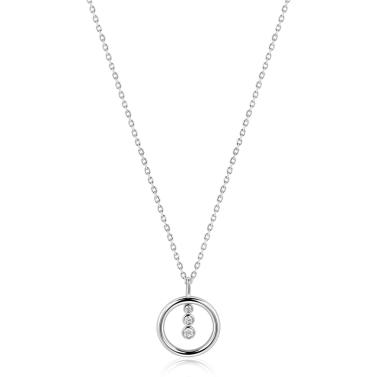 ZINZI zlv. collier hanger open rond en 3 zirconia's
