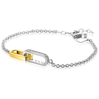 ZINZI zlv.armband bic.met verbonden schakels 1xzirc.
