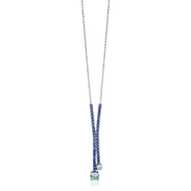 ZINZI zlv. Y-collier met zirconia's blauw/lichtblauw