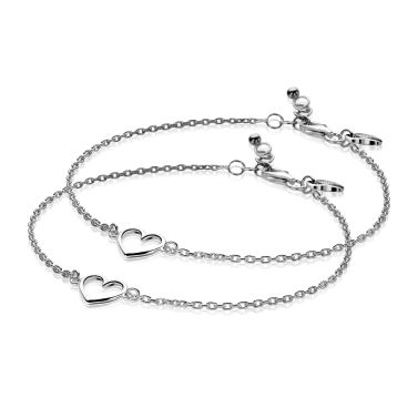 ZINZI Set aus 2 silbernen Armbändern mit offenem Herz ZIA1420-SET