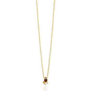 ZINZI zlv. fantasie collier gg.verg.bruine stenen