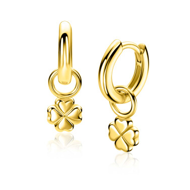 ZINZI zlv. oorbedels geel verguld klaver vier