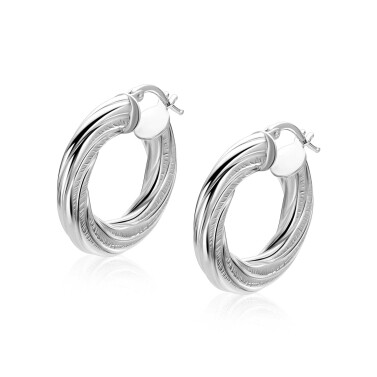 ZINZI zlv. oorringen met gedraaide buis  26x3mm