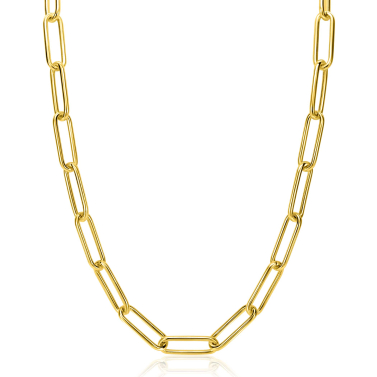 ZINZI zlv. collier gg.verg. paperclip ronde buis