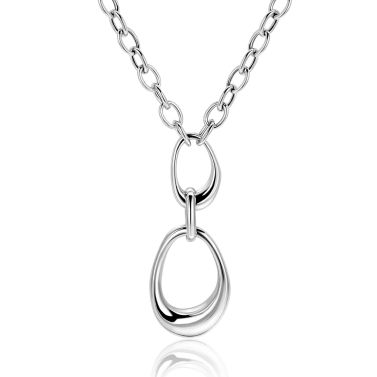 ZINZI Silber Y-Collier mit Paperclip-Kettengliedern und drei organischen Formen, 48 cm ZIC2670