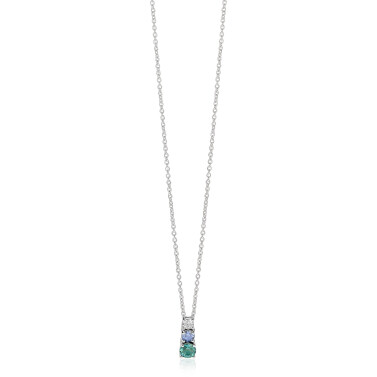 ZINZI zlv. collier met hanger blauw/petrol/wit cz