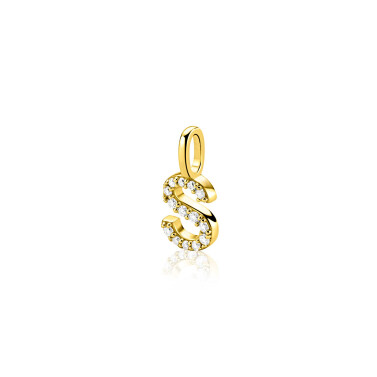 ZINZI zlv. hanger gg.verg.letter S bezet met zirconia's
