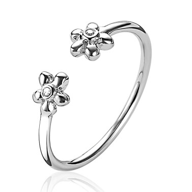 ZINZI silberner Ring offen Blumen weiß ZIR1879