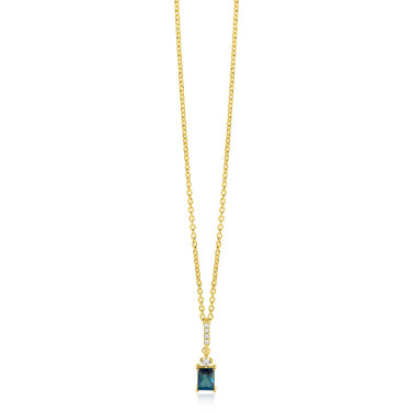 ZINZI zlv. collier gg.verg.hanger baq.blauw en zirc.