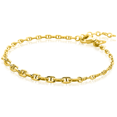 ZINZI zlv. armband gg.verg.marine schakels aflopend