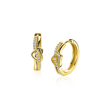 ZINZI zlv. oorringen gg.verg.golf met hart / zirconia's