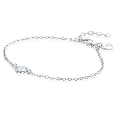 ZINZI zlv. armband met 1x  blauwe klaver