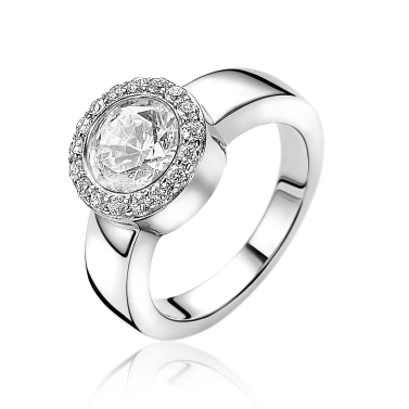 ZINZI silberner Wechselring rund weiß ZIR4