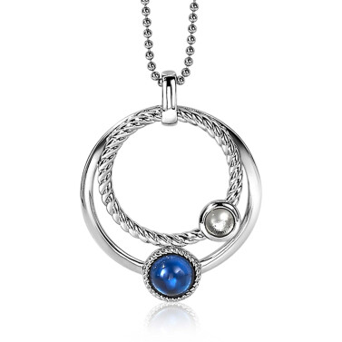 ZINZI silberner Anhänger rund Kreis blau 32mm ZIH1963