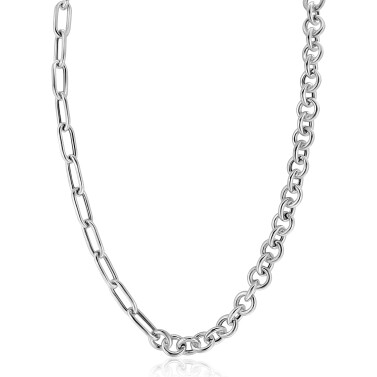 ZINZI zlv. collier half jass/paperclip schakels 45cm