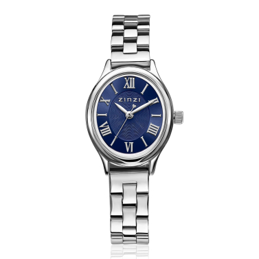 Zinzi Ovale horloge 26mm blauwe w.plaat st.band