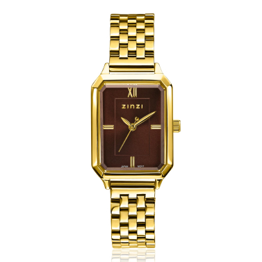 Zinzi Allure horloge 30mm gold w.plt bruin/stl band