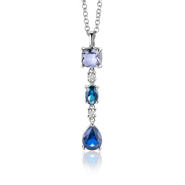 ZINZI zlv. hanger blauw tinten en zirconia's