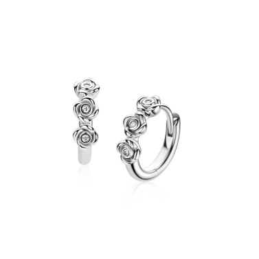 ZINZI zlv. oorringen met 3 roosjes en zirconia's