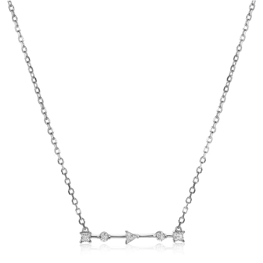 ZINZI silberne Kette 45cm mit Stab rund quadratisch Dreieck  weiß ZIC2043