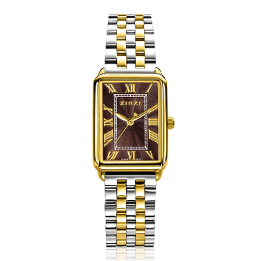 Zinzi Elegance horl.28mm bruine plaat bic.stln.band