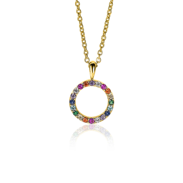 ZINZI silberner Anhänger 14K gelb vergoldet 12mm besetzter Regenbogen ZIH2170