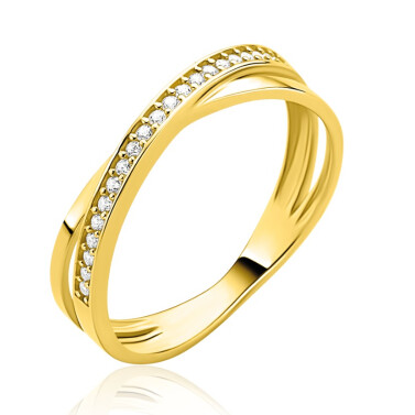 ZINZI GOLD ring cross-over zirconia's mt. 54