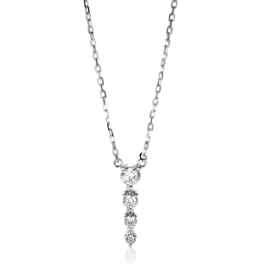 ZINZI zlv. collier met 4 zirconia's aflopend 45cm