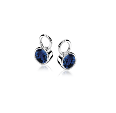 ZINZI silberne Ohrhänger 7mm rund dunkelblau ZICH1486DB