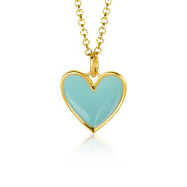 ZINZI zlv. hanger hart geel verguld turquoise