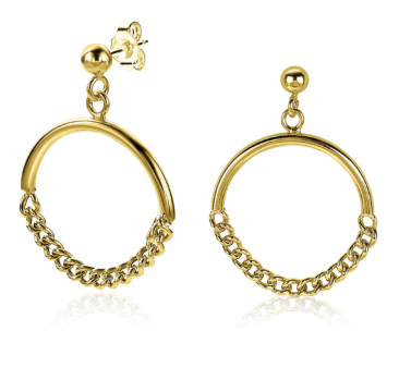 ZINZI silberne Ohrhänger 14K gelb vergoldet 24mm rund mit Gourmet Glieder ZIO2201G