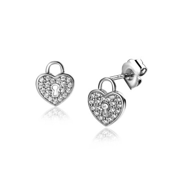 ZINZI zlv. oorstekers hartvorm met zirconia's