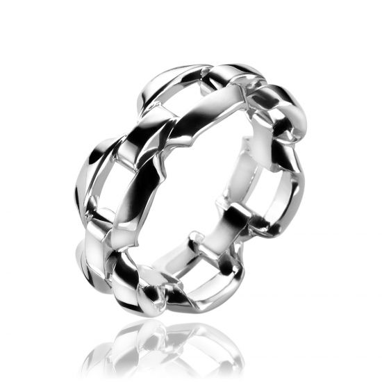 Mart Visser by ZINZI silberner Ring Kette glatt MVR2