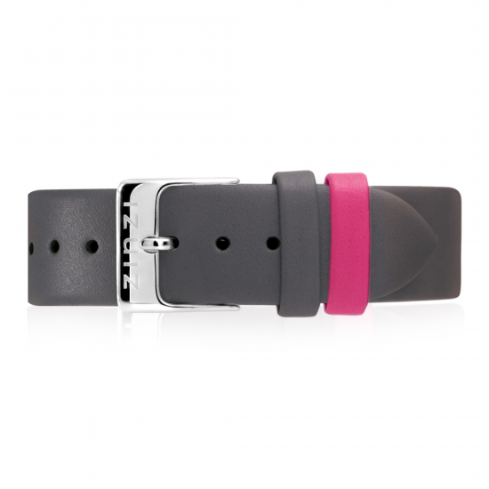 "Zinzi Retro Lederarmband grau silberfarbende Stahlschließe 18mm RETBand15"