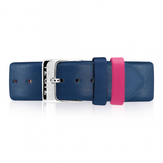 "Zinzi Retro Lederarmband blau silberfarbende Stahlschließe 18mm RETBand7"