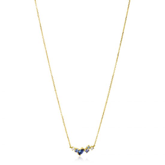 ZINZI GOLD collier met witte en blauwe zirc.ertussen