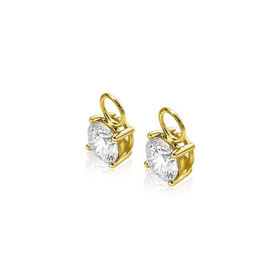 ZINZI Gold 14 Karat goldene Kreolenanhänger rund  weiß ZGCH143