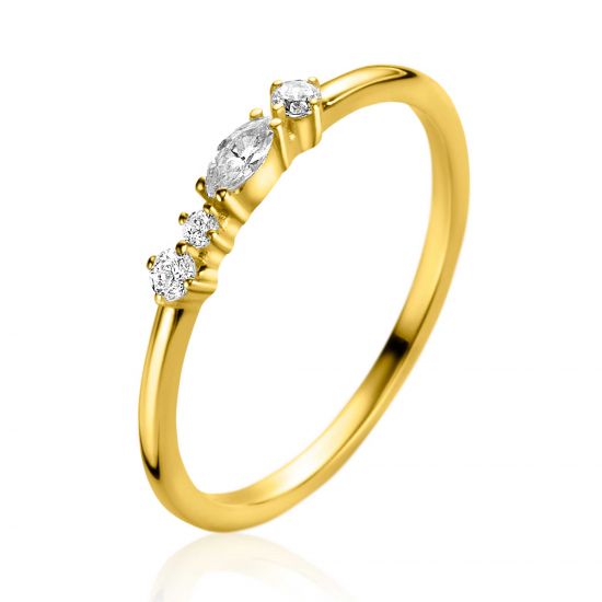 ZINZI Gold ring met verschillende vormen zirc.mt. 52