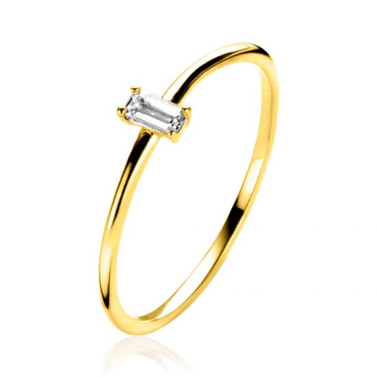 ZINZI Gold ring  met baquette zirconia mt. 58