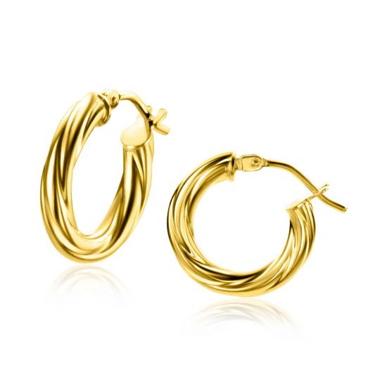 ZINZI GOLD oorringen buis kabelvorm 16x3mm