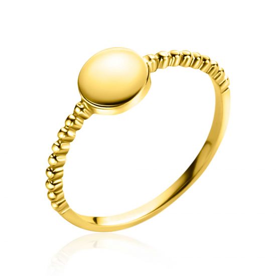ZINZI GOLD ring bolletjes scheen/rond plaatje m.56