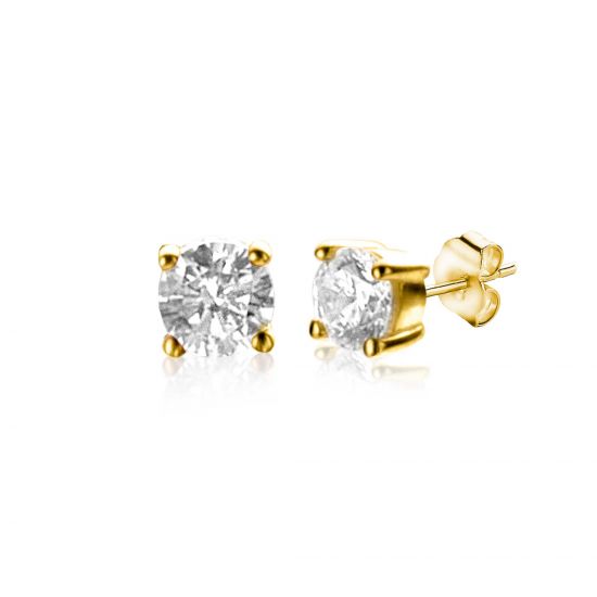 ZINZI GOLD oorstekers vierpoot chaton zirc.  3mm