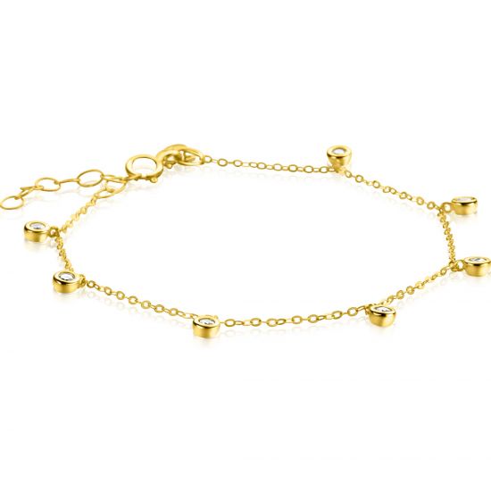 ZINZI GOLD armband met 7 zirc.hangertjes