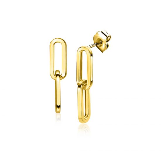 ZINZI GOLD oorstekers 2x paperclip schakel 25mm