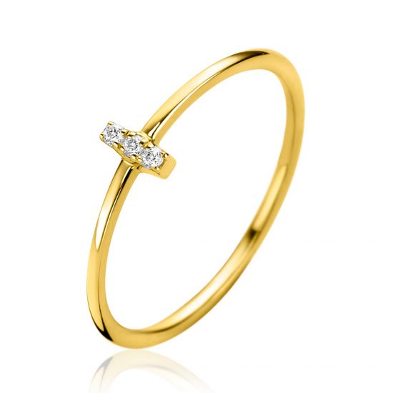 ZINZI GOLD ring met staafje 3x zirconia mt.52