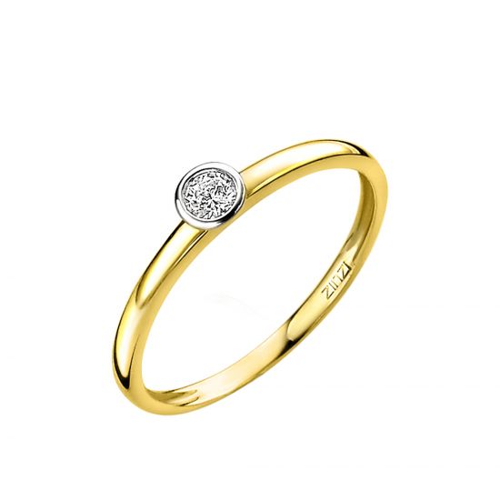 "ZINZI Gold 14 Karat Gold Ansteckring rund weiß ZGR147"