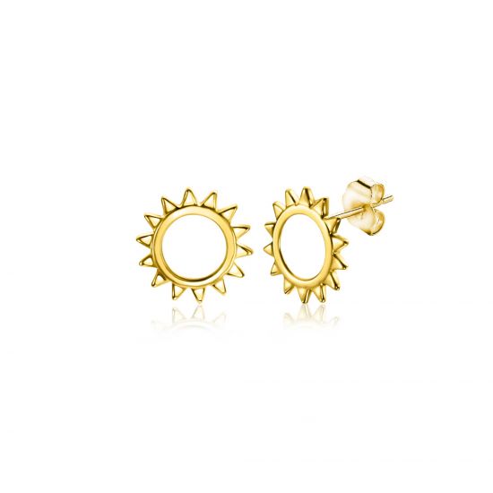 ZINZI GOLD oorknopjes open zon zirconia's 8mm